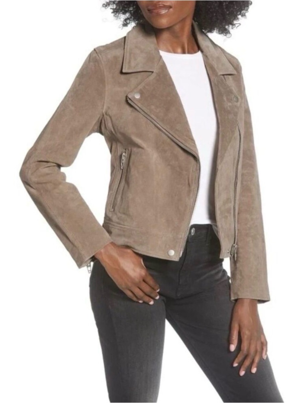 Blank NYC Suede Moto Jacket - Sand Stoner